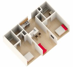 2 Bed + 2 Bath - Rice Graduate Apartments Floorplan