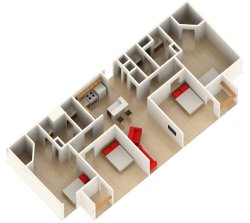 4 Bed + 2 Bath - Rice Graduate Apartments Floorplan
